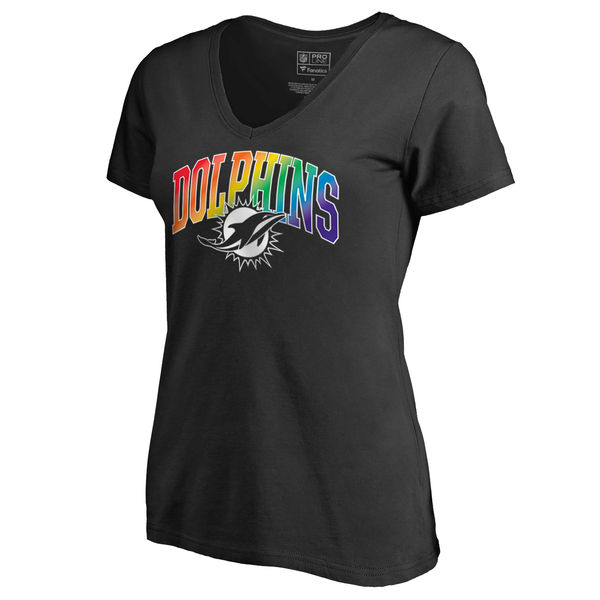 Women's Miami Dolphins NFL Pro Line by Fanatics Branded Black Plus Sizes Pride T-Shirt
