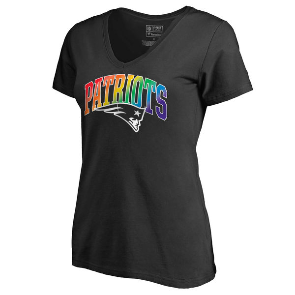 Women's New England Patriots NFL Pro Line by Fanatics Branded Black Plus Sizes Pride T-Shirt