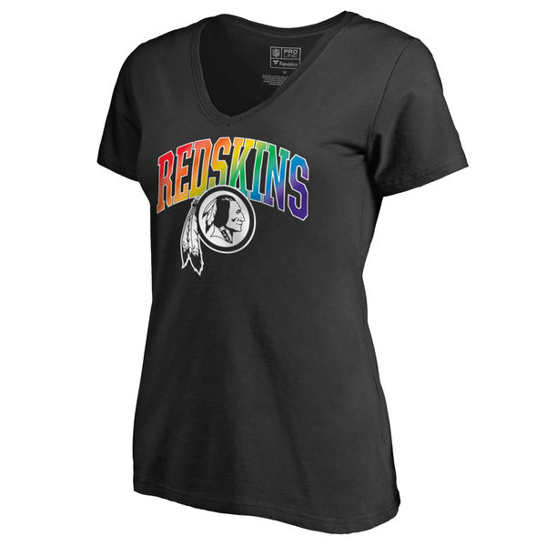 Women's Washington Redskins NFL Pro Line by Fanatics Branded Black Plus Sizes Pride T-Shirt - Click Image to Close