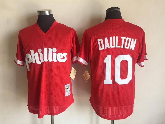 Phillies 10 Darren Daulton Red Cooperstown Collection Jersey - Click Image to Close
