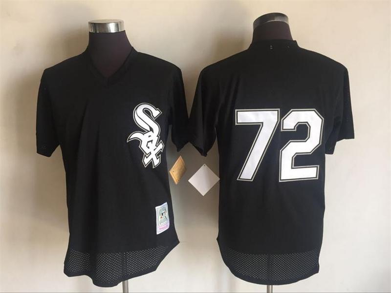 White Sox 72 Carlton Fisk Black 1993 Cooperstown Collection Batting Practice Jersey