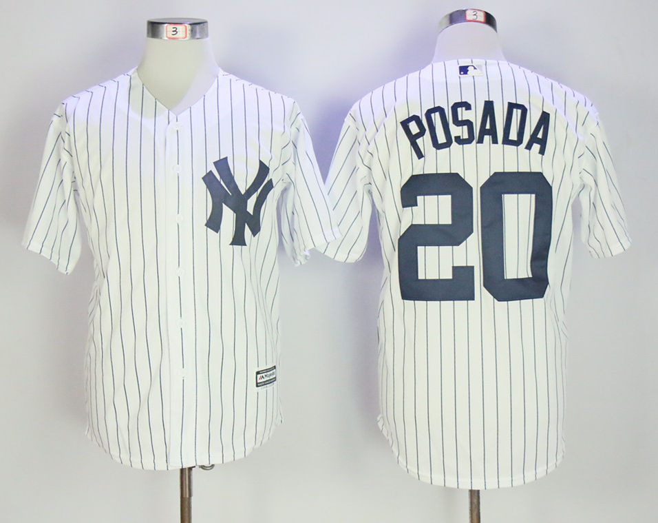 Yankees 20 Jorge Posada White Cool Base Jersey