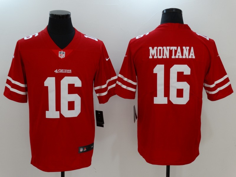 Nike 49ers 16 Joe Montana Red Vapor Untouchable Player Limited Jersey