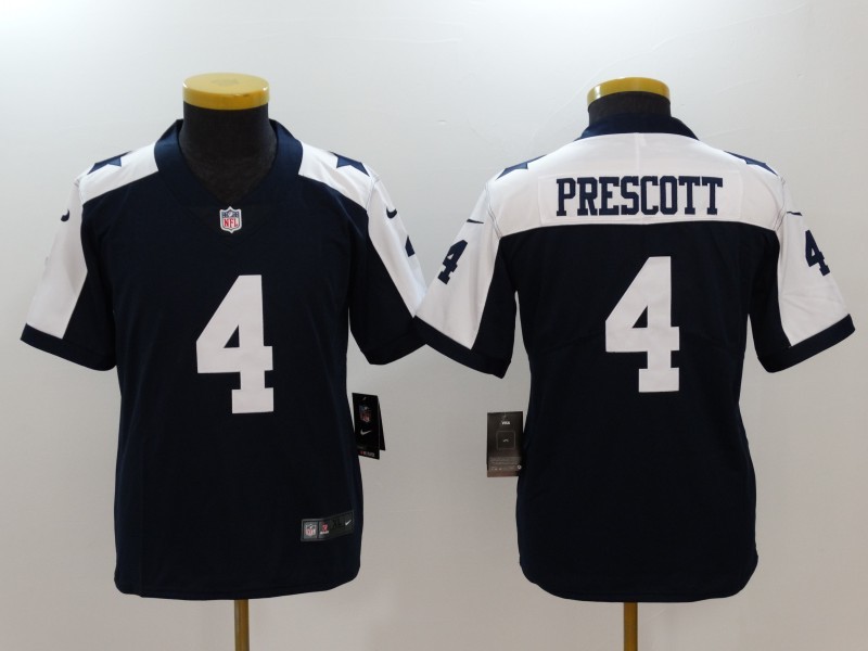 Nike Cowboys 4 Dak Prescott Navy Throwback Youth Vapor Untouchable Player Limited Jersey