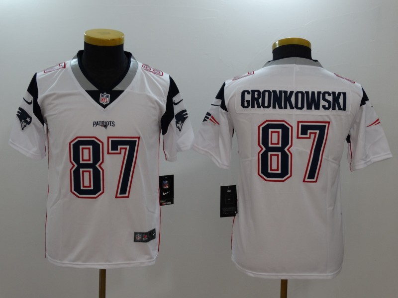Nike Patriots 87 Rob Gronkowski White Youth Vapor Untouchable Player Limited Jersey