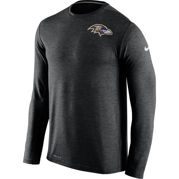Men's Baltimore Ravens Nike Black Dri FIT Touch Long Sleeve Performance T-Shirt - Click Image to Close