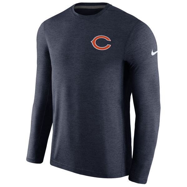 Men's Chicago Bears Nike Navy Coaches Long Sleeve Performance T-Shirt