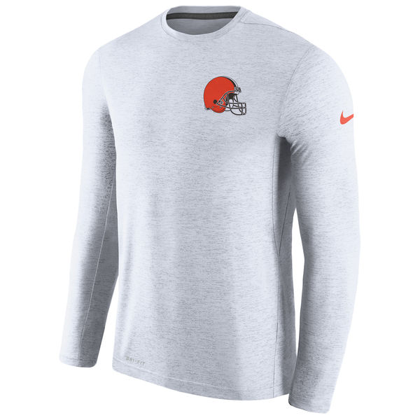 Men's Cleveland Browns Nike White Coaches Long Sleeve Performance T-Shirt