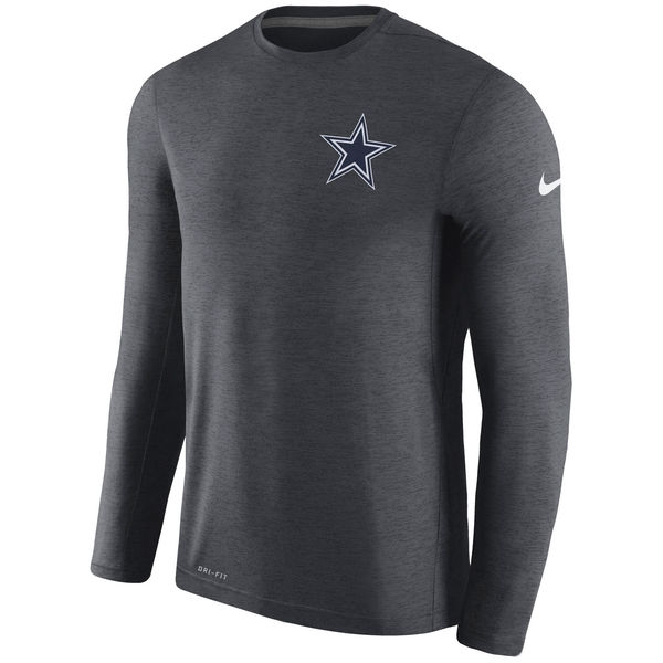 Men's Dallas Cowboys Nike Charcoal Coaches Long Sleeve Performance T-Shirt