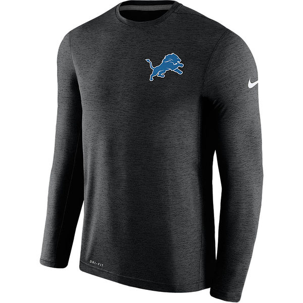 Men's Detroit Lions Nike Black Coaches Long Sleeve Performance T-Shirt - Click Image to Close