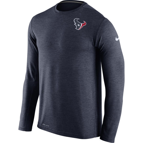 Men's Houston Texans Nike Navy Dri FIT Touch Long Sleeve Performance T-Shirt