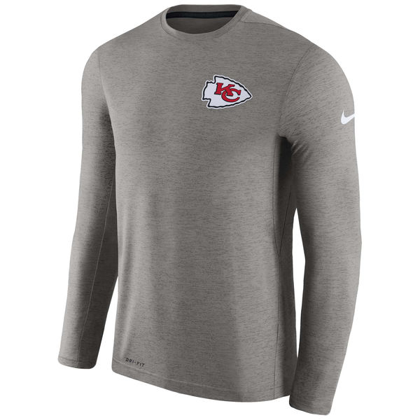 Men's Kansas City Chiefs Nike Charcoal Coaches Long Sleeve Performance T-Shirt
