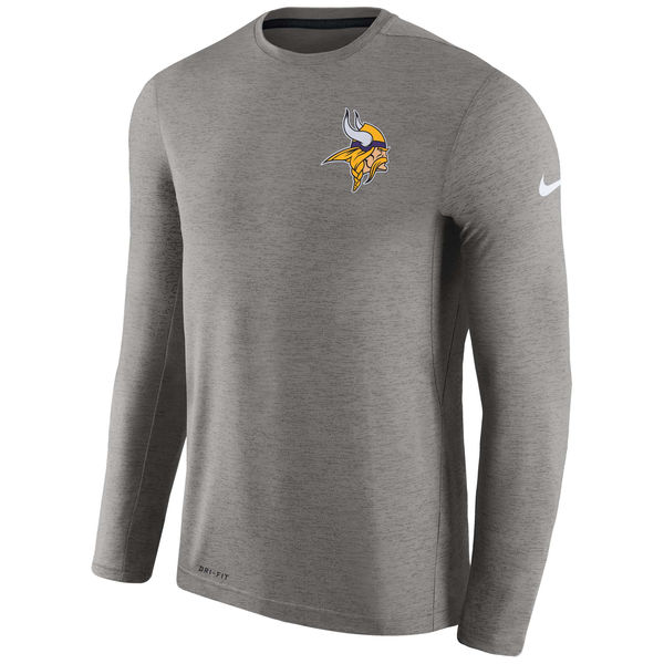 Men's Minnesota Vikings Nike Charcoal Coaches Long Sleeve Performance T-Shirt