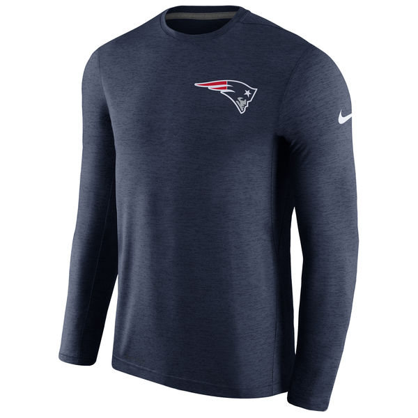 Men's New England Patriots Nike Navy Coaches Long Sleeve Performance T-Shirt
