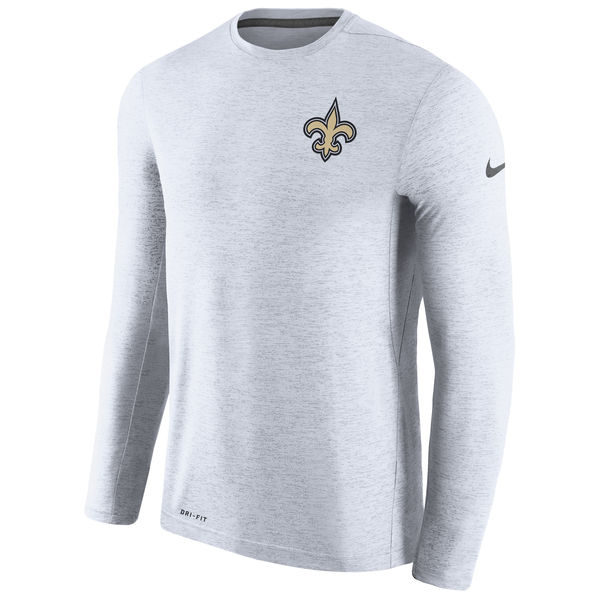 Men's New Orleans Saints Nike White Coaches Long Sleeve Performance T-Shirt