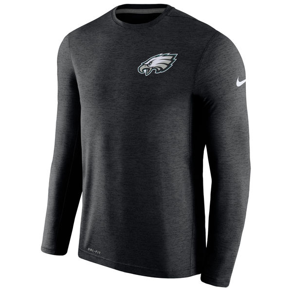Men's Philadelphia Eagles Nike Black Coaches Long Sleeve Performance T-Shirt