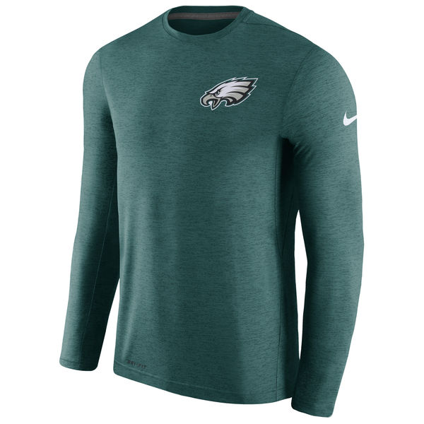 Men's Philadelphia Eagles Nike Midnight Green Coaches Long Sleeve Performance T-Shirt
