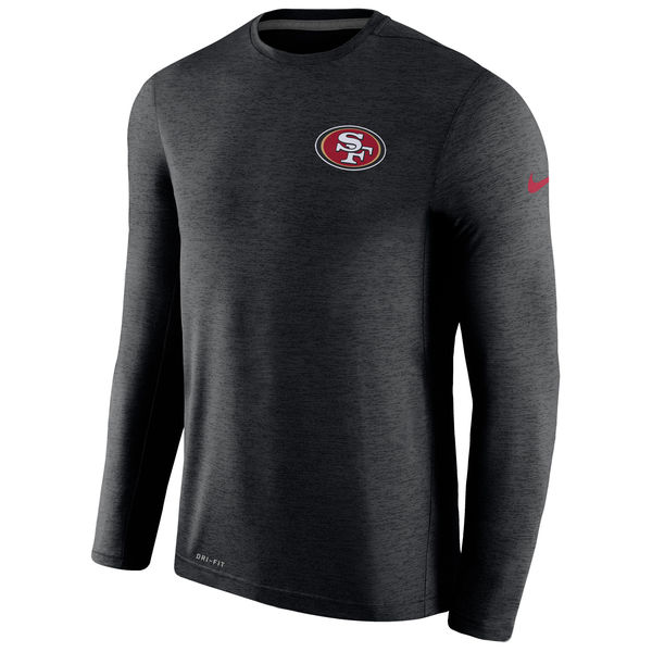 Men's San Francisco 49ers Nike Black Coaches Long Sleeve Performance T-Shirt