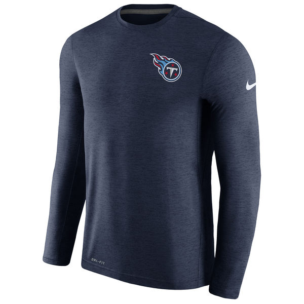 Men's Tennessee Titans Nike Navy Coaches Long Sleeve Performance T-Shirt