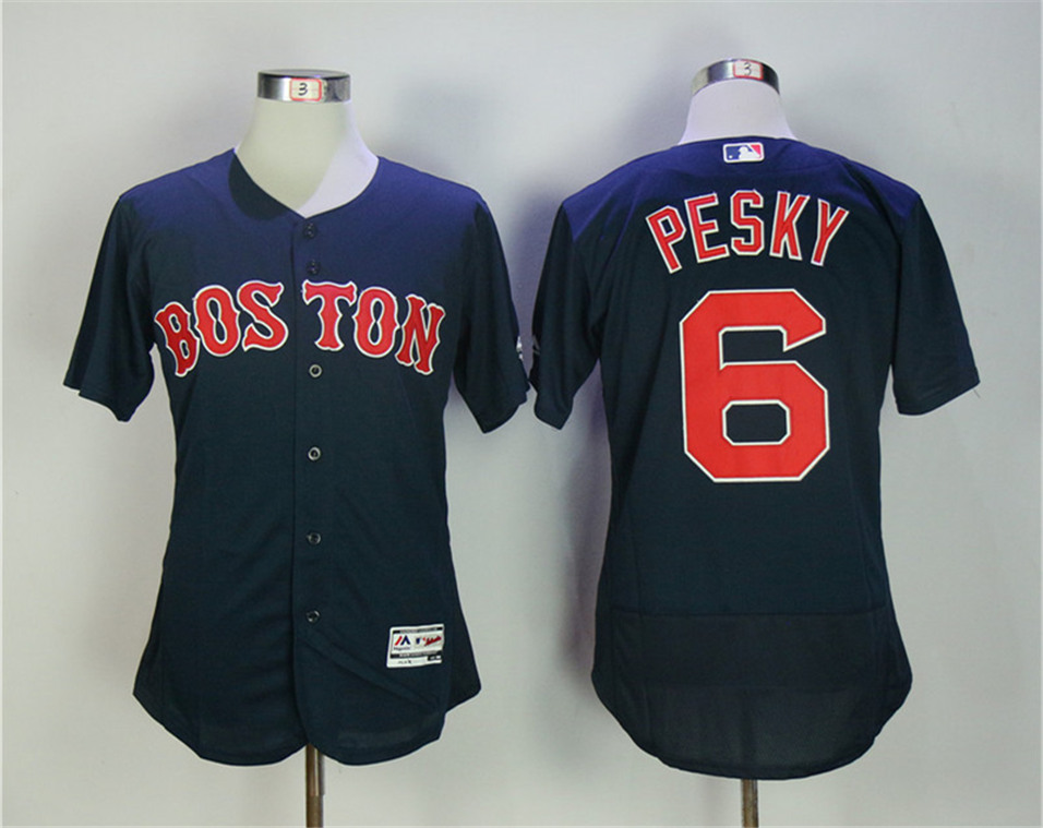 Red Sox 6 Johnny Pesky Navy Flexbase Jersey