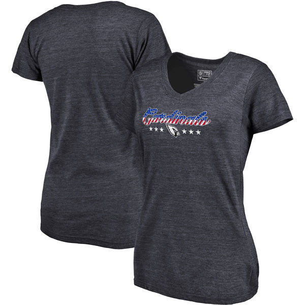 Arizona Cardinals NFL Pro Line by Fanatics Branded Women's Spangled Script Tri Blend T-Shirt Navy