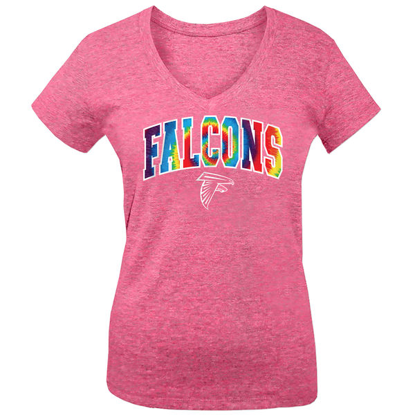 Atlanta Falcons 5th & Ocean by New Era Girls Youth Tie Dye Tri Blend V Neck T-Shirt Pink