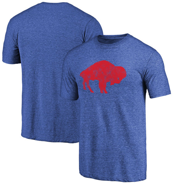 Buffalo Bills NFL Pro Line Throwback Logo Tri Blend T-Shirt Royal - Click Image to Close