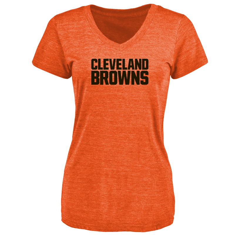 Cleveland Browns Design Your Own V Neck Tri Blend T-Shirt Orange - Click Image to Close