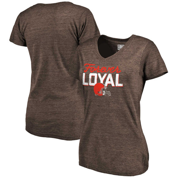 Cleveland Browns NFL Pro Line Women's Hometown Collection Tri Blend V Neck T-Shirt Heathered Brown
