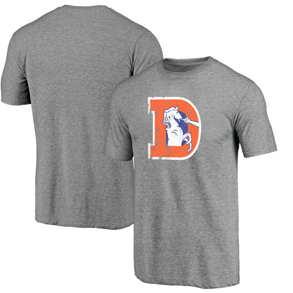 Denver Broncos NFL Pro Line Throwback Logo Tri Blend T-Shirt Gray