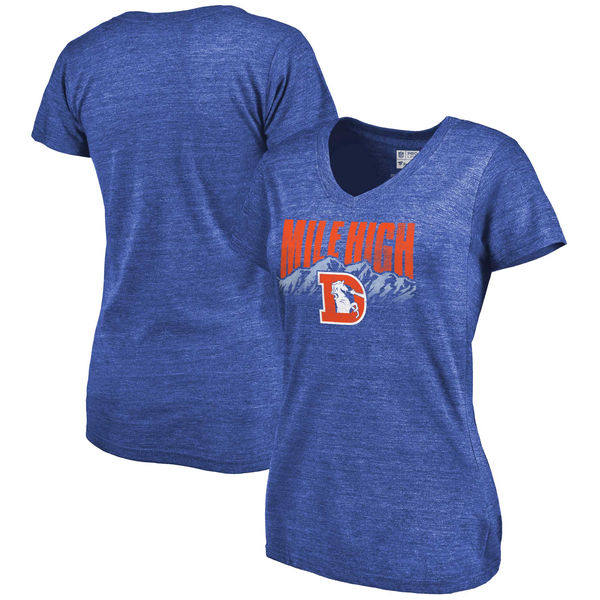 Denver Broncos NFL Pro Line Women's Hometown Collection Tri Blend V Neck T-Shirt Heathered Royal