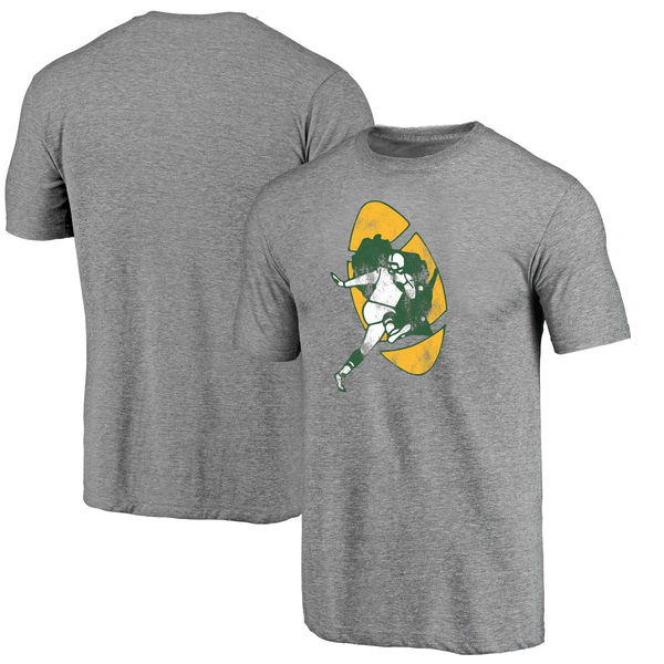 Green Bay Packers NFL Pro Line Throwback Logo Tri Blend T-Shirt Gray