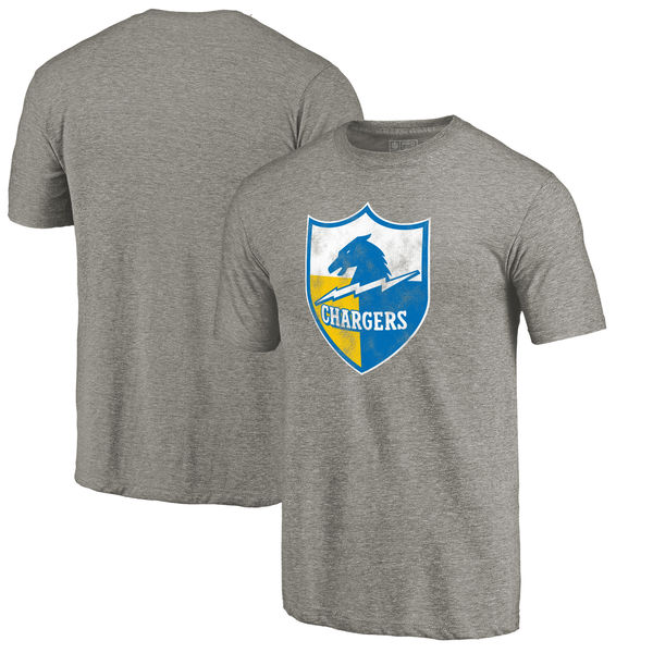 Los Angeles Chargers NFL Pro Line Throwback Logo Tri Blend T-Shirt Ash