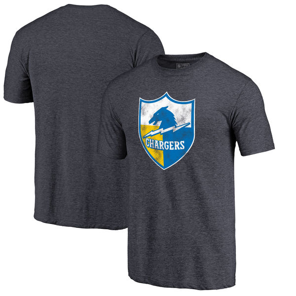 Los Angeles Chargers NFL Pro Line Throwback Logo Tri Blend T-Shirt Navy