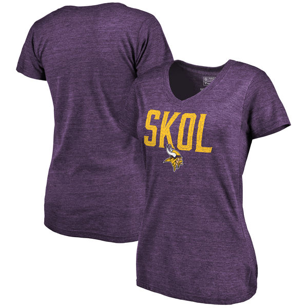Minnesota Vikings NFL Pro Line Women's Hometown Collection Tri Blend V Neck T-Shirt Purple