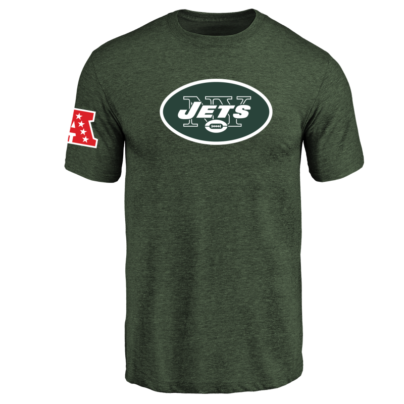 New York Jets NFL Men's Design Your Own Tri Blend T-Shirt Green - Click Image to Close