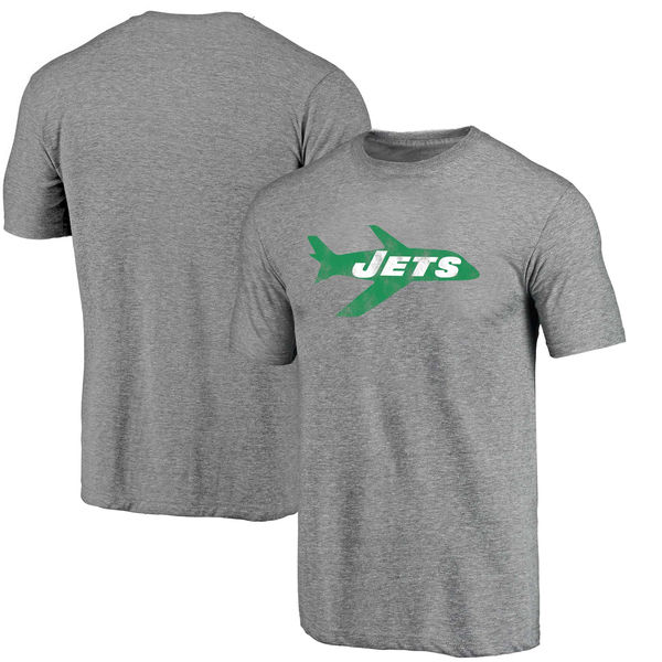 New York Jets NFL Pro Line Throwback Logo Tri Blend T-Shirt Gray