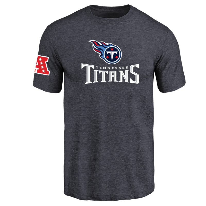 Tennessee Titans NFL Men's Design Your Own Tri Blend T-Shirt Navy - Click Image to Close
