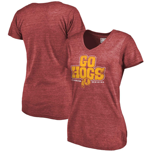 Washington Redskins NFL Pro Line Women's Hometown Collection Tri Blend V Neck T-Shirt Heathered Burgundy