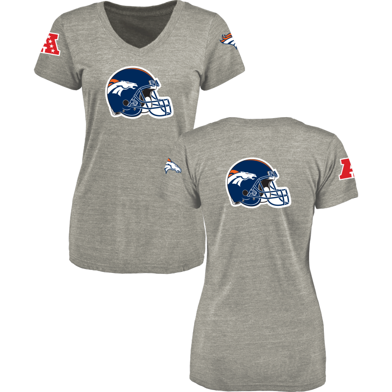 Women's Denver Broncos Design Your Own V Neck Tri Blend T-Shirt Gray
