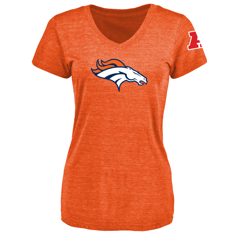 Women's Denver Broncos Design Your Own V Neck Tri Blend T-Shirt Orange