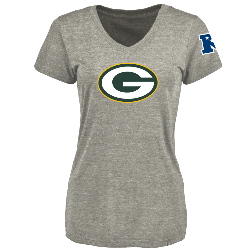 Women's Green Bay Packers Design Your Own V Neck Tri Blend T-Shirt Gray