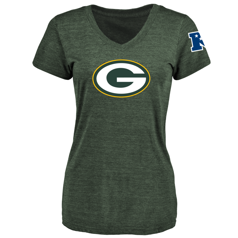 Women's Green Bay Packers Design Your Own V Neck Tri Blend T-Shirt Green