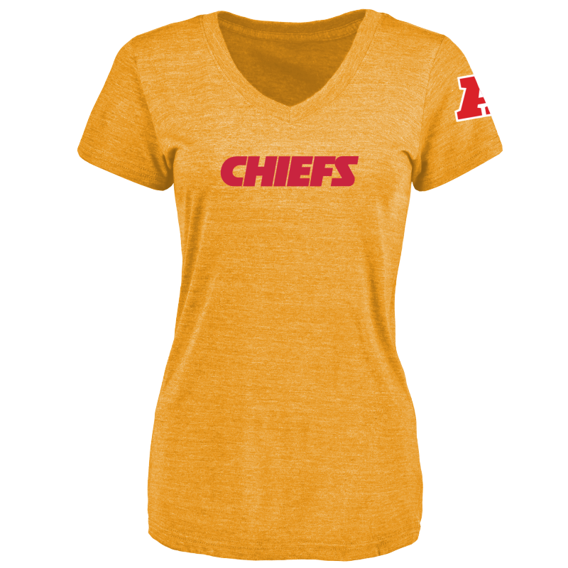 Women's Kansas City Chiefs Design Your Own V Neck Tri Blend T-Shirt Gold