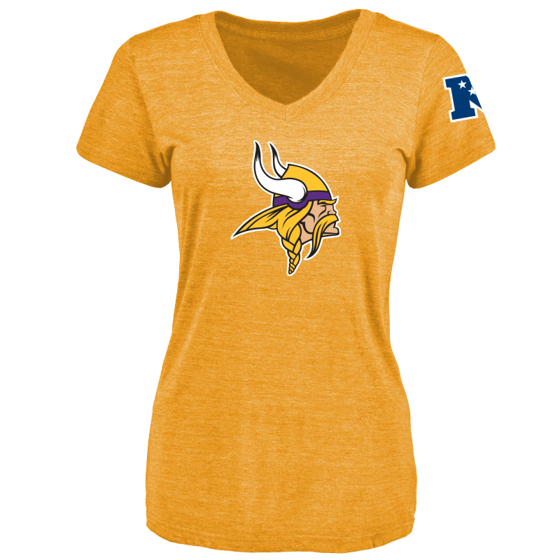 Women's Minnesota Vikings Design Your Own V Neck Tri Blend T-Shirt Gold