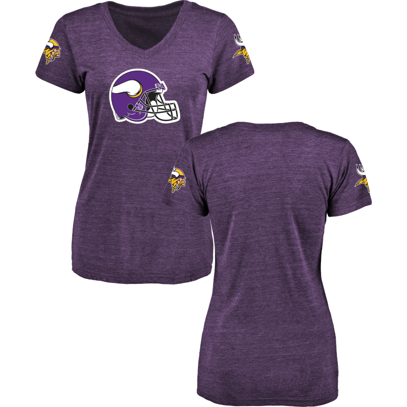 Women's Minnesota Vikings Design Your Own V Neck Tri Blend T-Shirt Purple