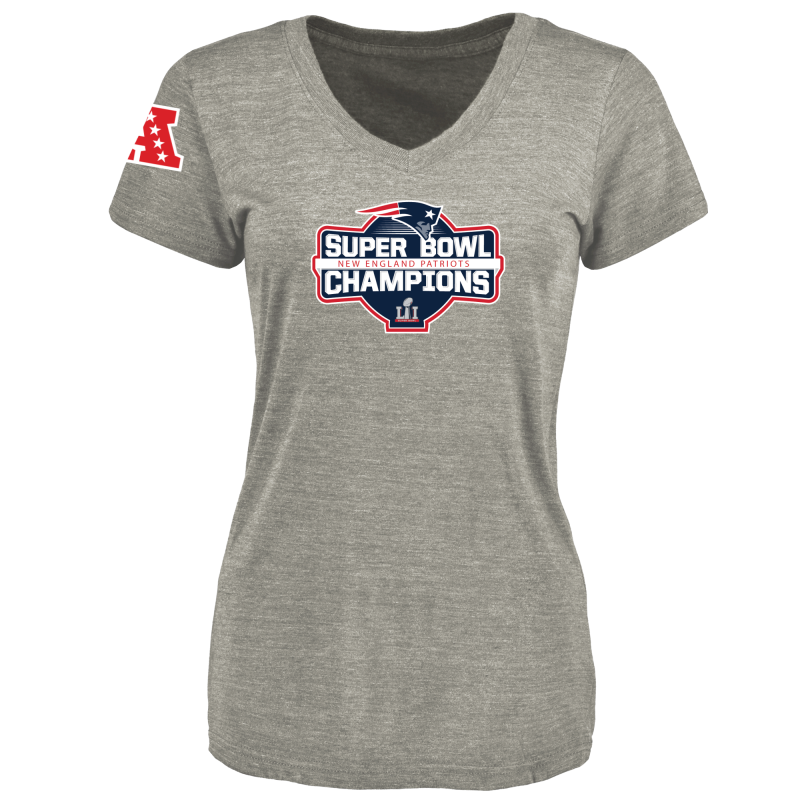 Women's New England Patriots Design Your Own V Neck Tri Blend T-Shirt Gray