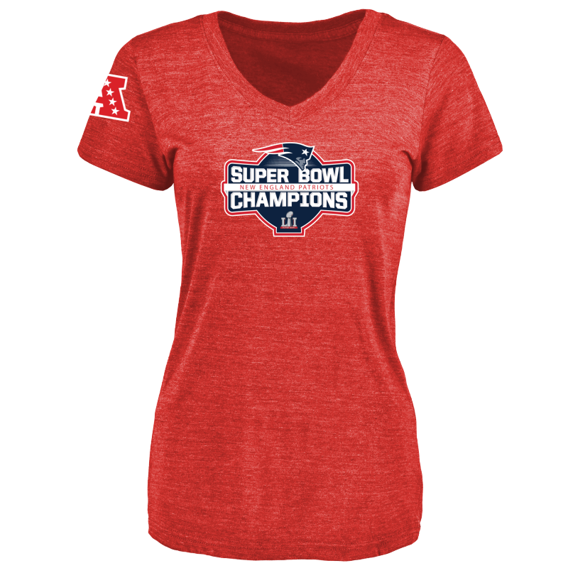 Women's New England Patriots Design Your Own V Neck Tri Blend T-Shirt Red