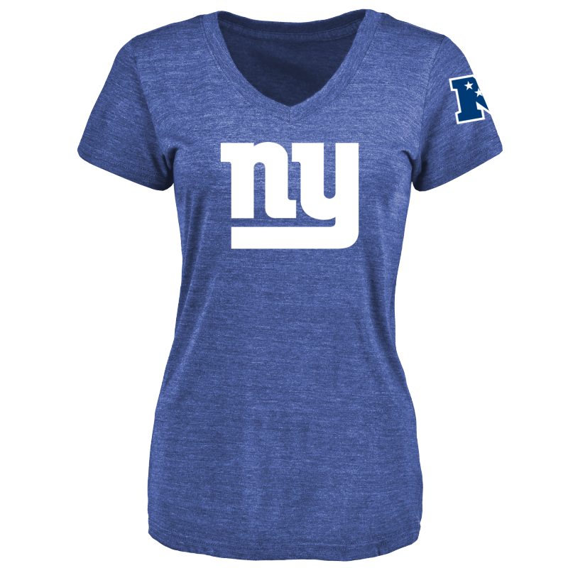 Women's New York Giants Design Your Own V Neck Tri Blend T-Shirt Blue