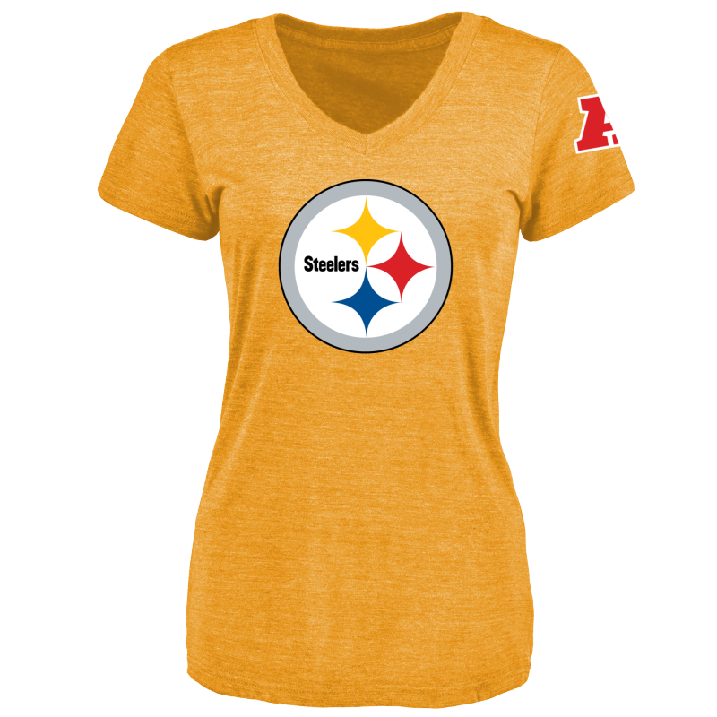 Women's Pittsburgh Steelers Design Your Own V Neck Tri Blend T-Shirt Gold